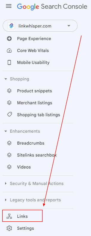 Google Search Console Links Click