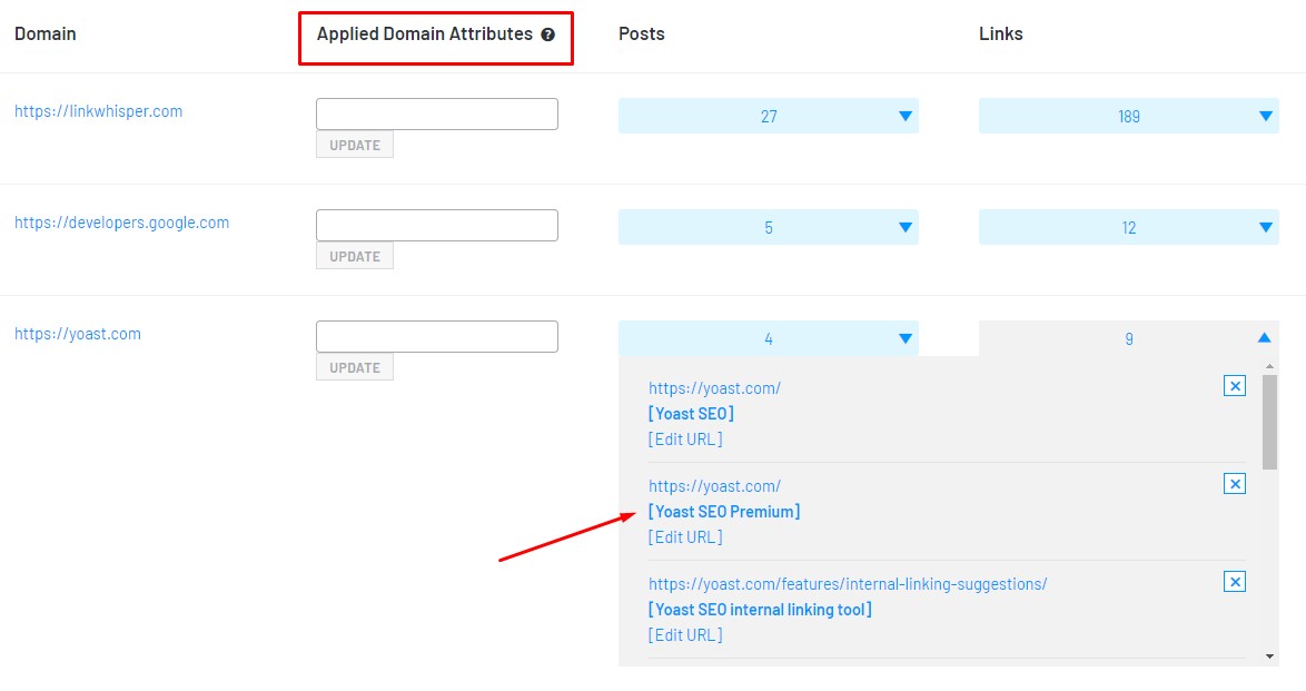 domain report in link whisper
