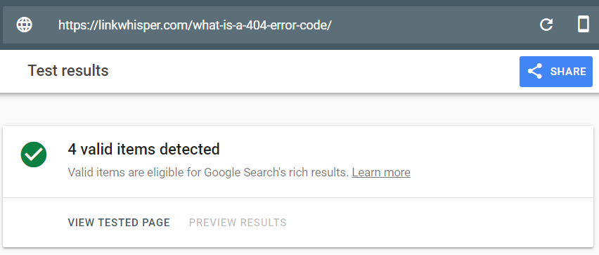 rich results screenshot