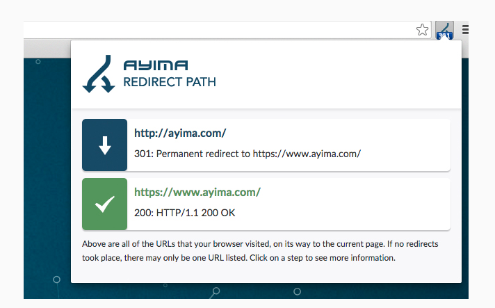 Chrome extension to find redirect chains.
