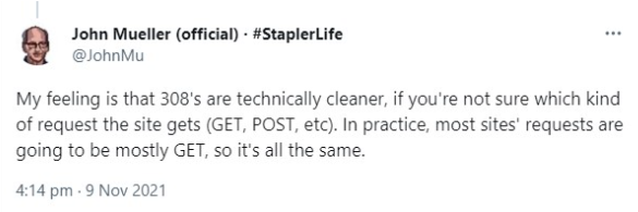 john mueller tweet on 308s