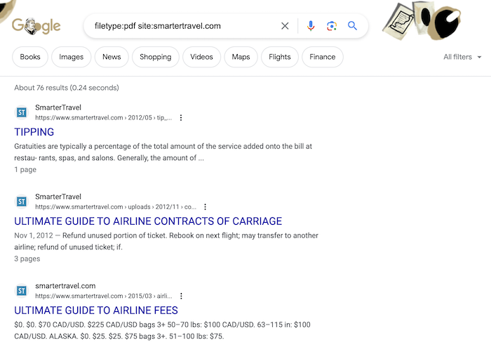 How to search Google for PDF files example.