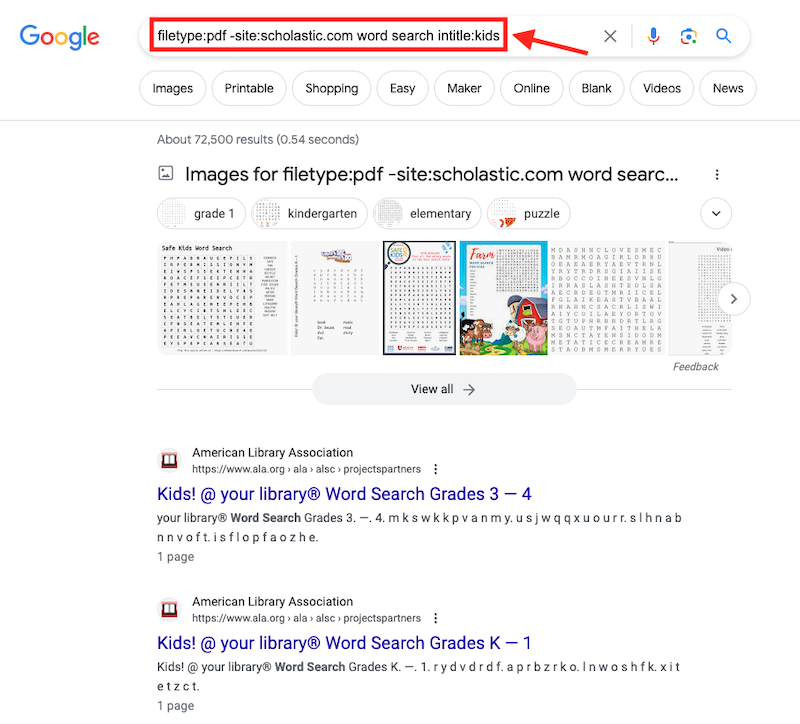 Using the in-title Google Search operator.