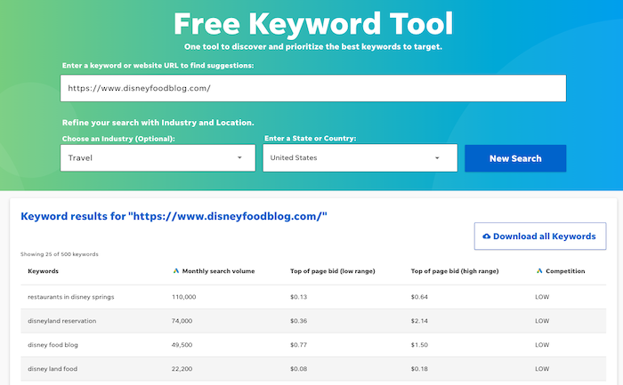 Free keyword tool from WordStream to help with your SEO checklist.