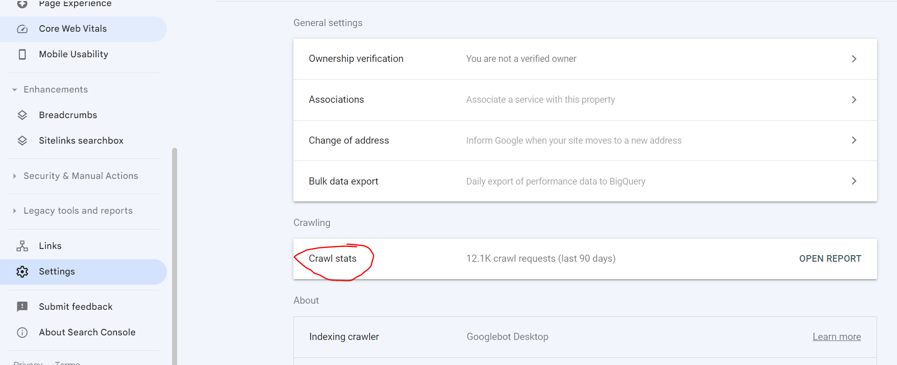 seeing when your pages are being crawled in google search console