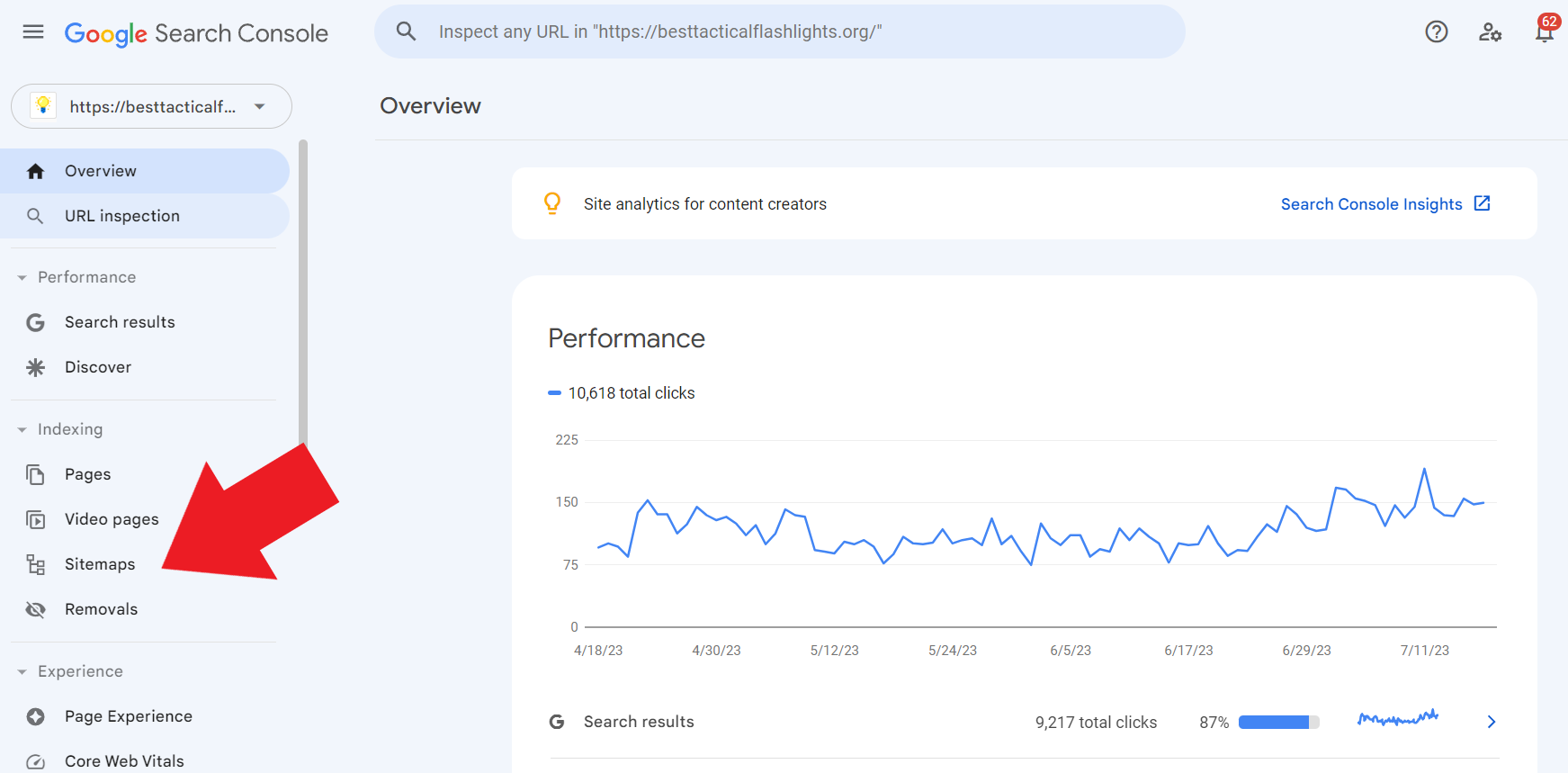 google search console sitemap