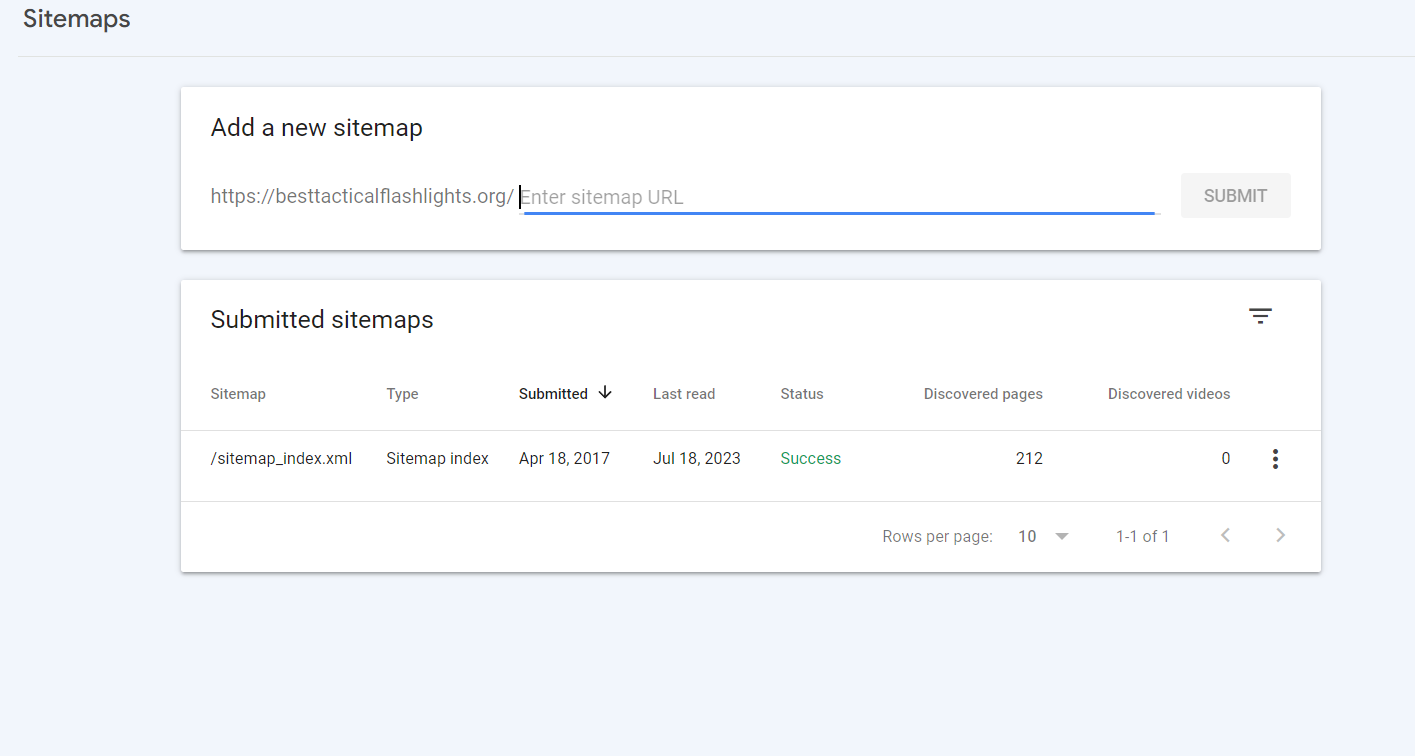 submitting a sitemap in GSC