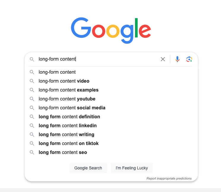Autofill results from Google.