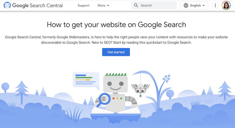 The homepage for Google's own Search information to show an example for answering do Google sites rank better.