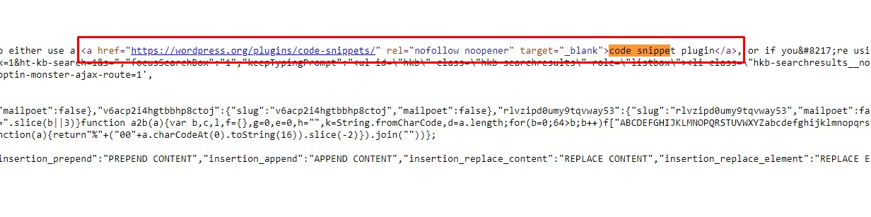 example of nofollow link in source code