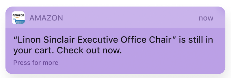 An Amazon push notification.