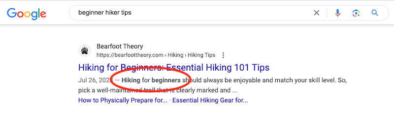 An example of what is keyword stemming in Google results.