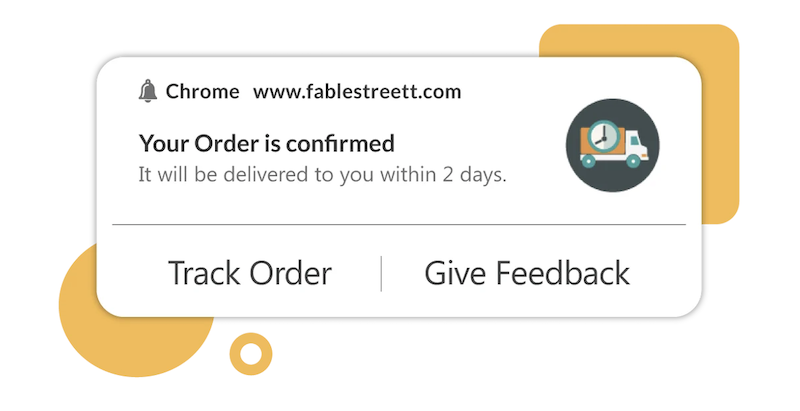An example of confirmation push notifications for websites.