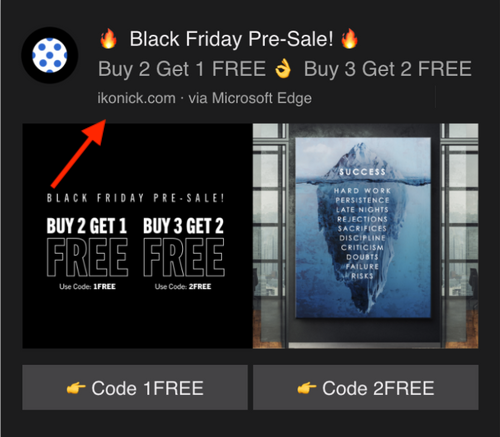The link on a push notification.