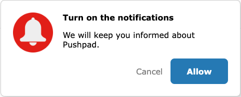 A push notification subscribe form.