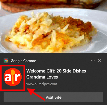 The icon on a push notification.