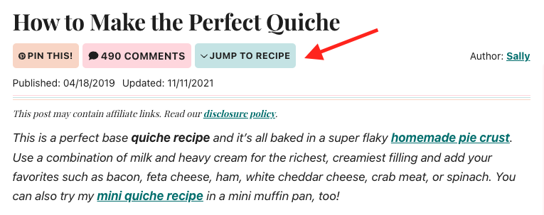 A jump to recipe button to limit pogo sticking.