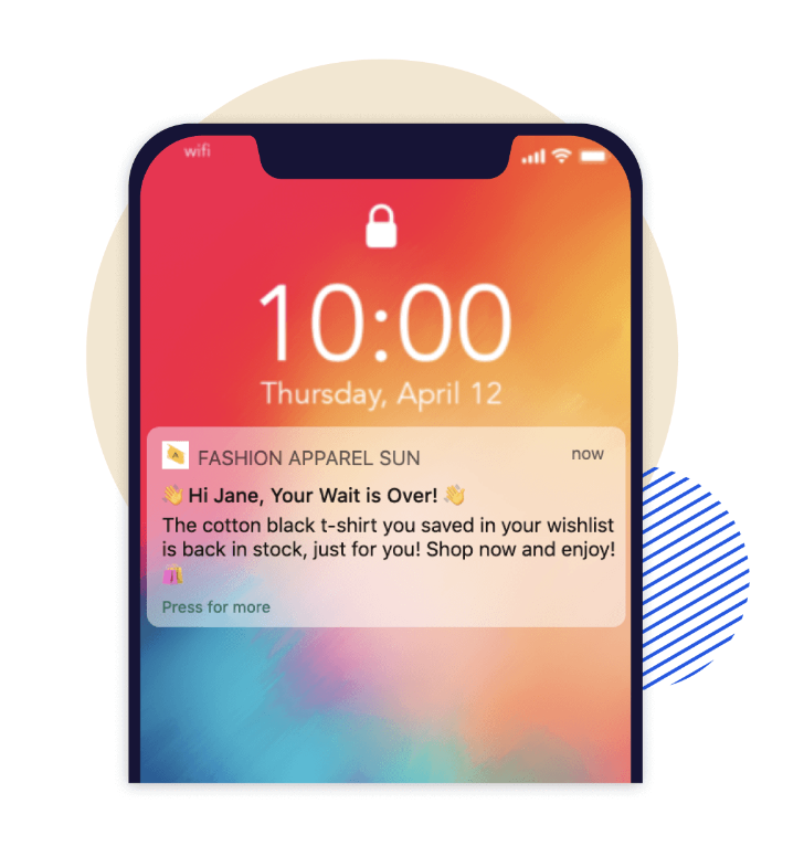 A stock push notification for websites.