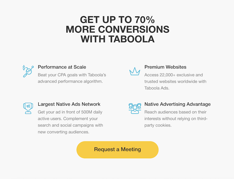 Part of a landing page from Taboola.