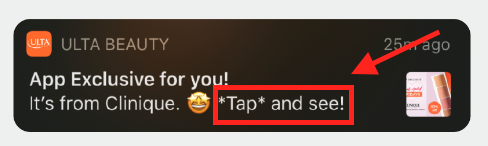 The CTA on a push notification.