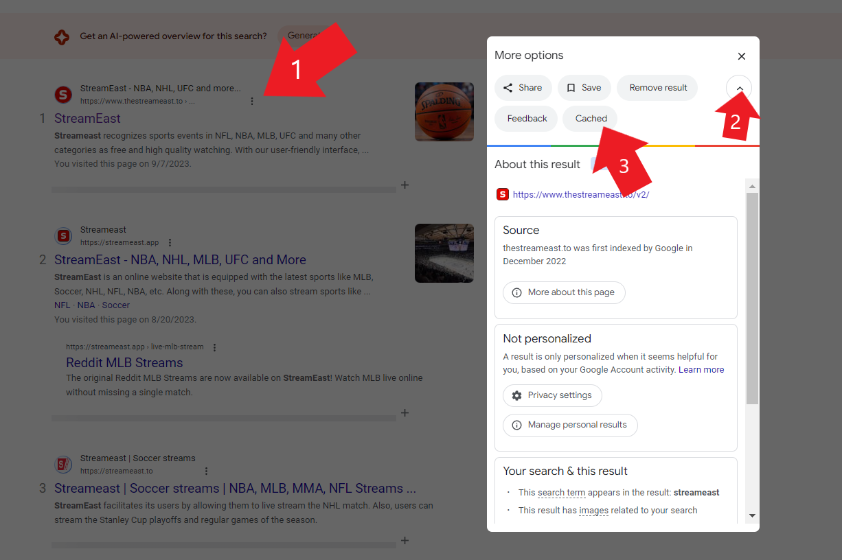 how to find cached version of a site