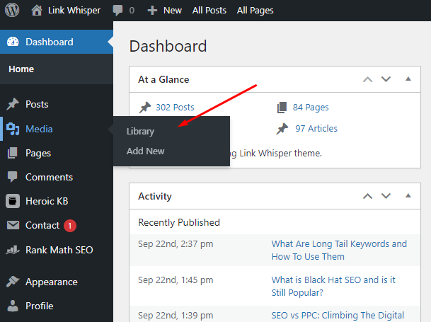 media library in WordPress
