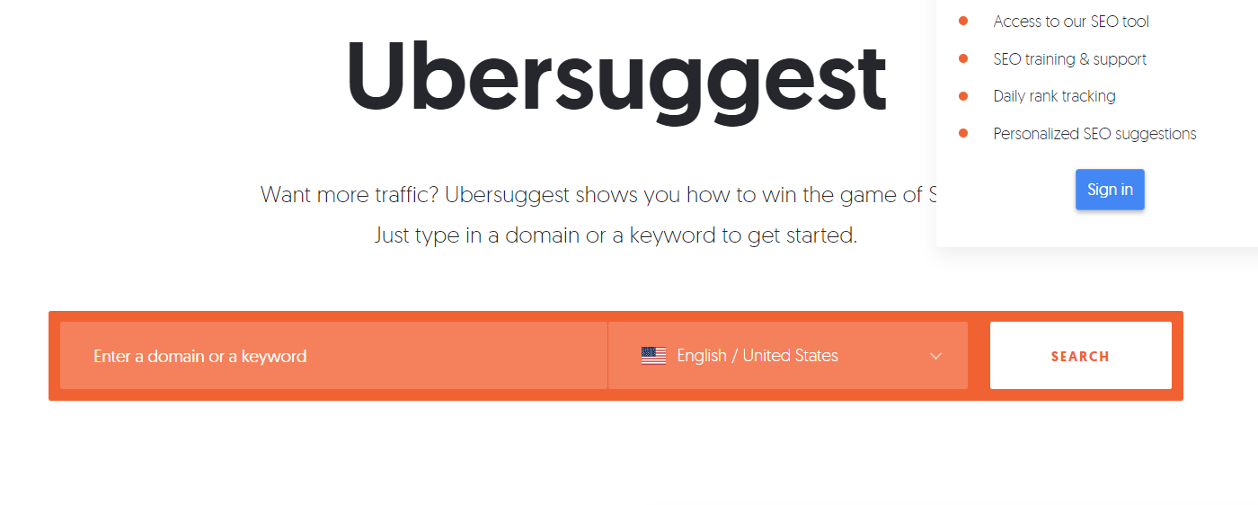 ubersuggest for kw research