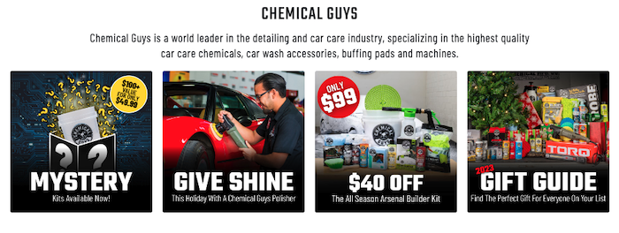 The Chemical Guys homepage.