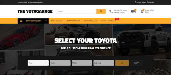 The homepage for YotaGarage.