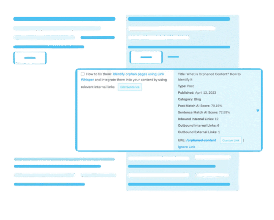 Link Whisper automates internal linking for your website, improving SEO by suggesting and managing relevant links as you create content. Track link performance and optimize your site for better search rankings. Start boosting your website’s SEO today with Link Whisper.