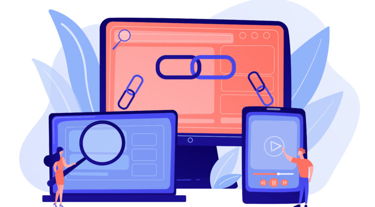 link building concept vector illustration