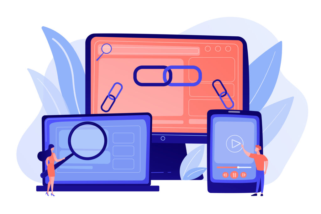 link building concept vector illustration